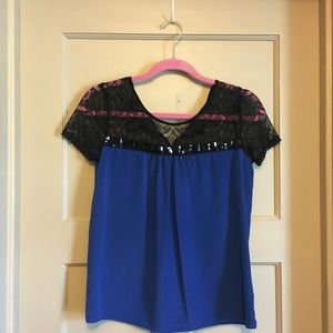 Royal blue and black Jessica Simpson blouse